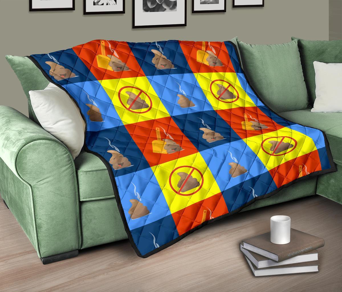 Poop Emoji Pattern Print Quilt-grizzshop