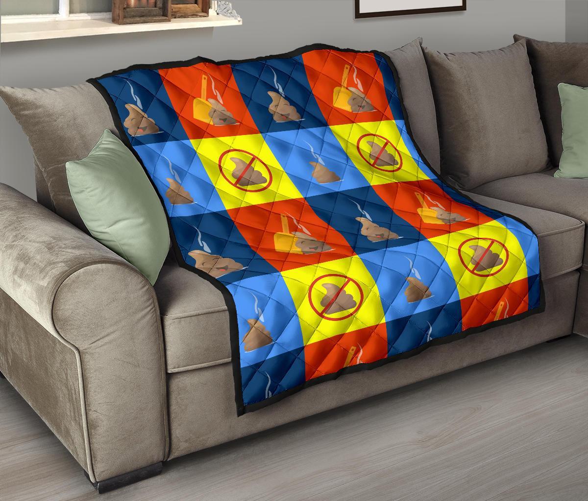 Poop Emoji Pattern Print Quilt-grizzshop