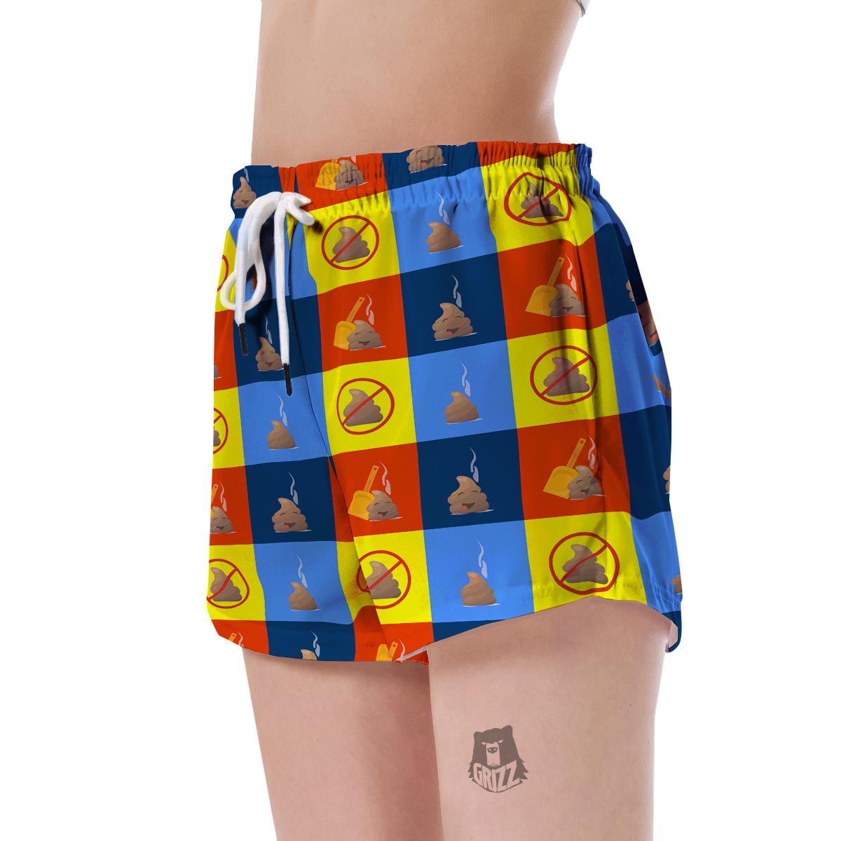 Poop Emoji Pattern Print Women's Shorts-grizzshop