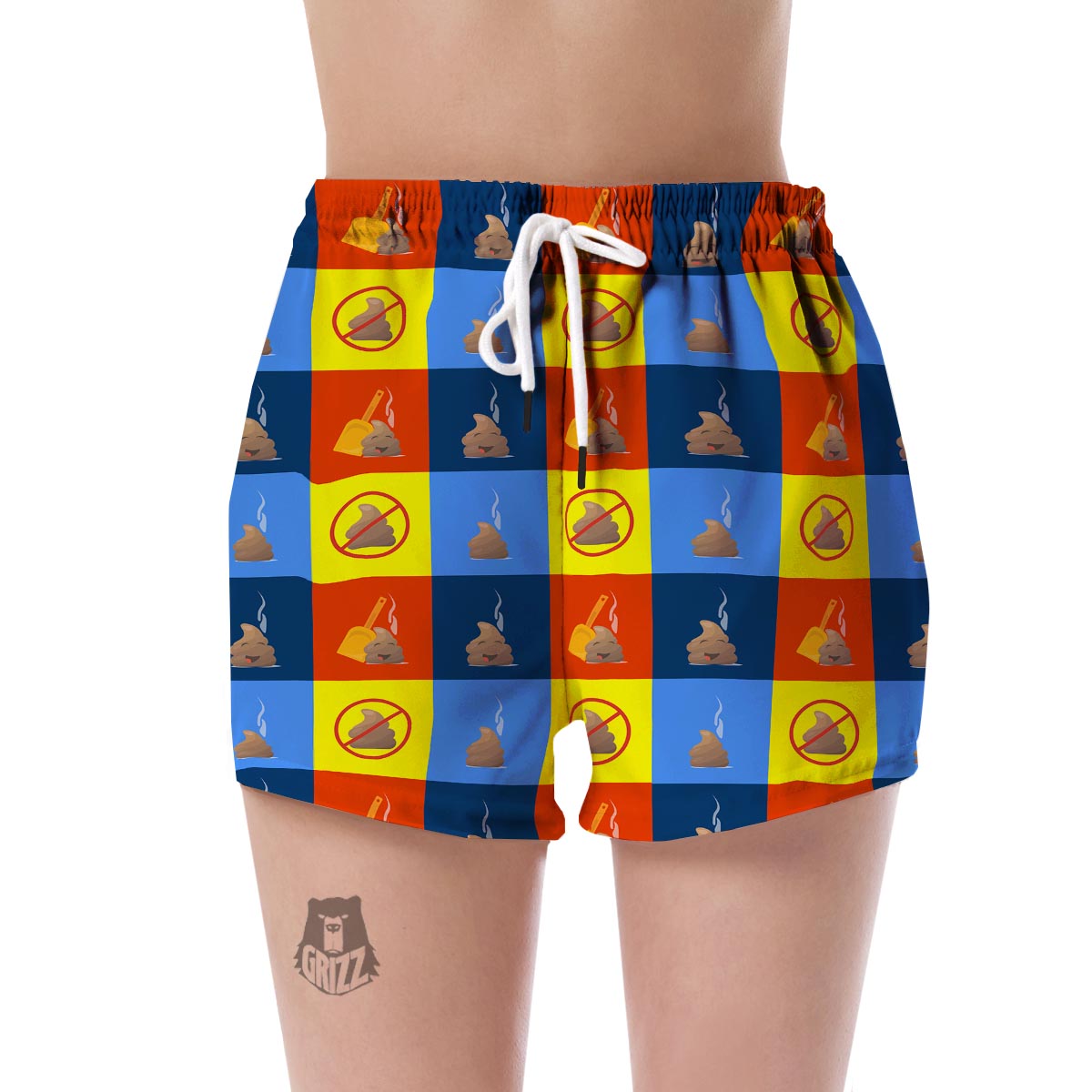 Poop Emoji Pattern Print Women's Shorts-grizzshop
