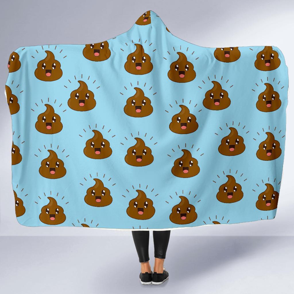 Poop Emoji Print Pattern Hooded Blanket-grizzshop