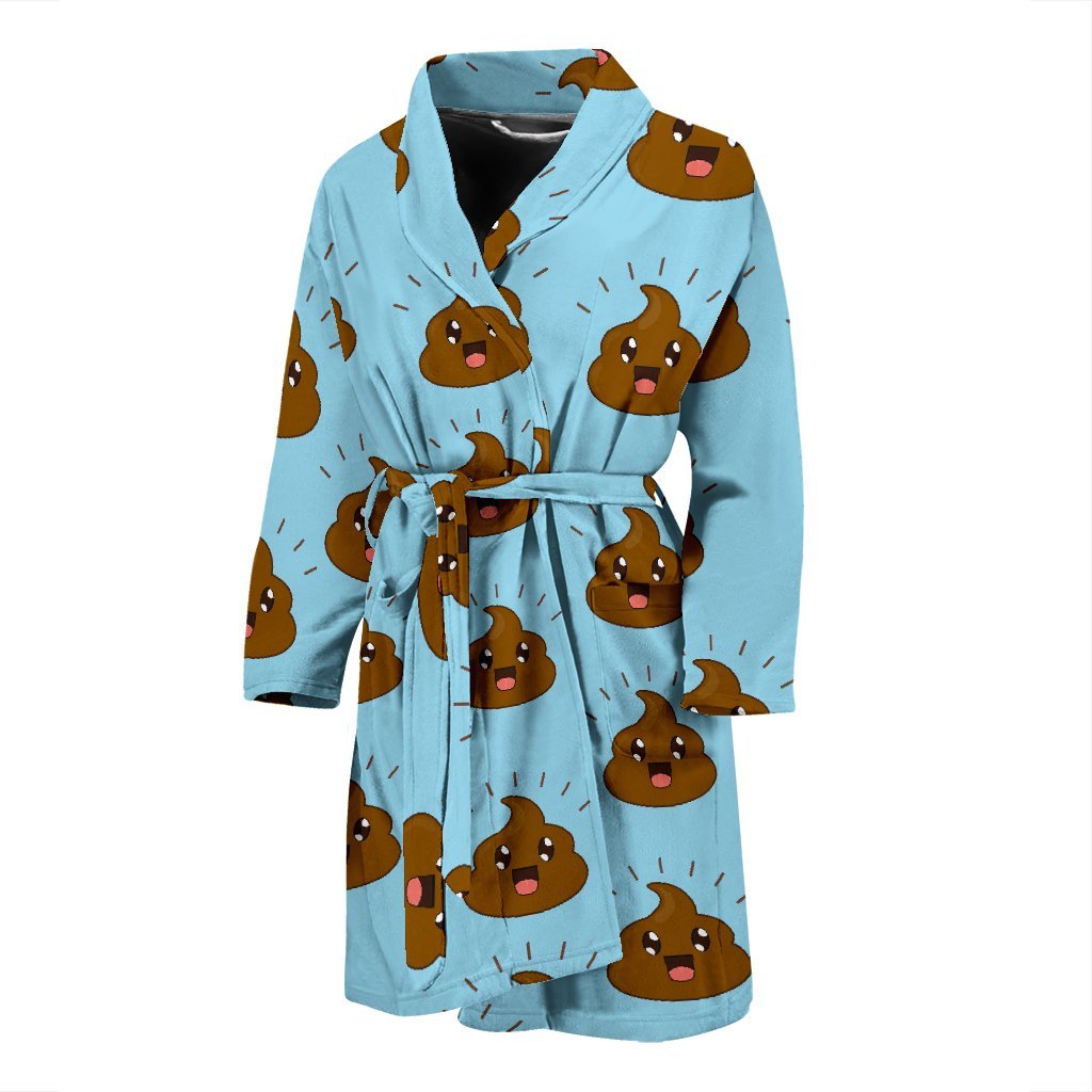 Poop Emoji Print Pattern Men Long Robe-grizzshop