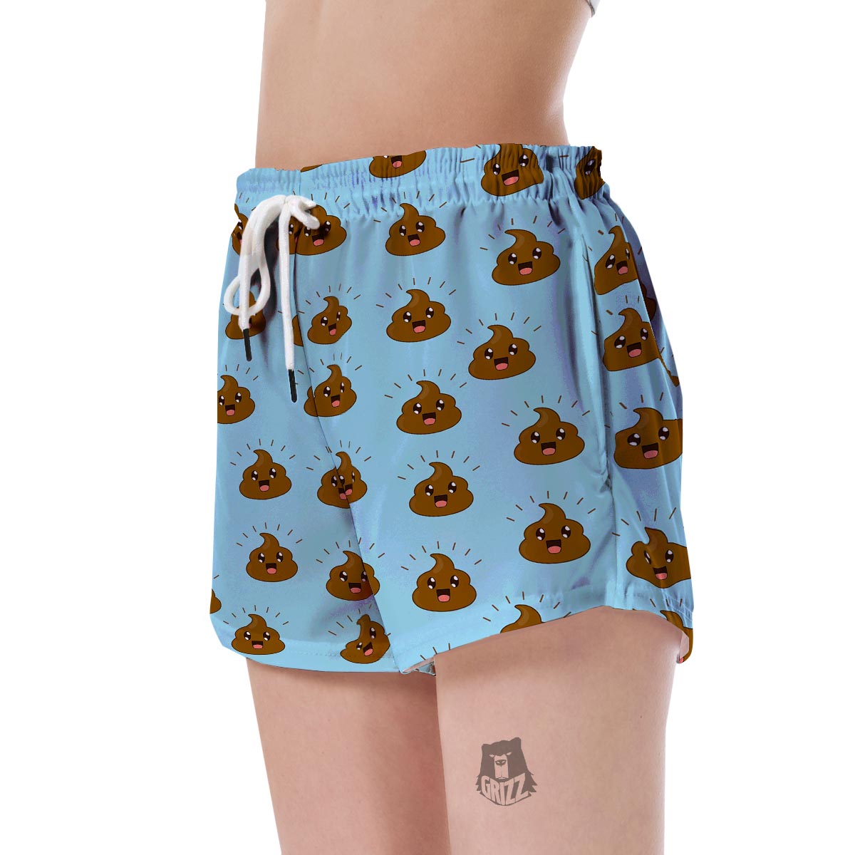 Poop Emoji Print Pattern Women's Shorts-grizzshop