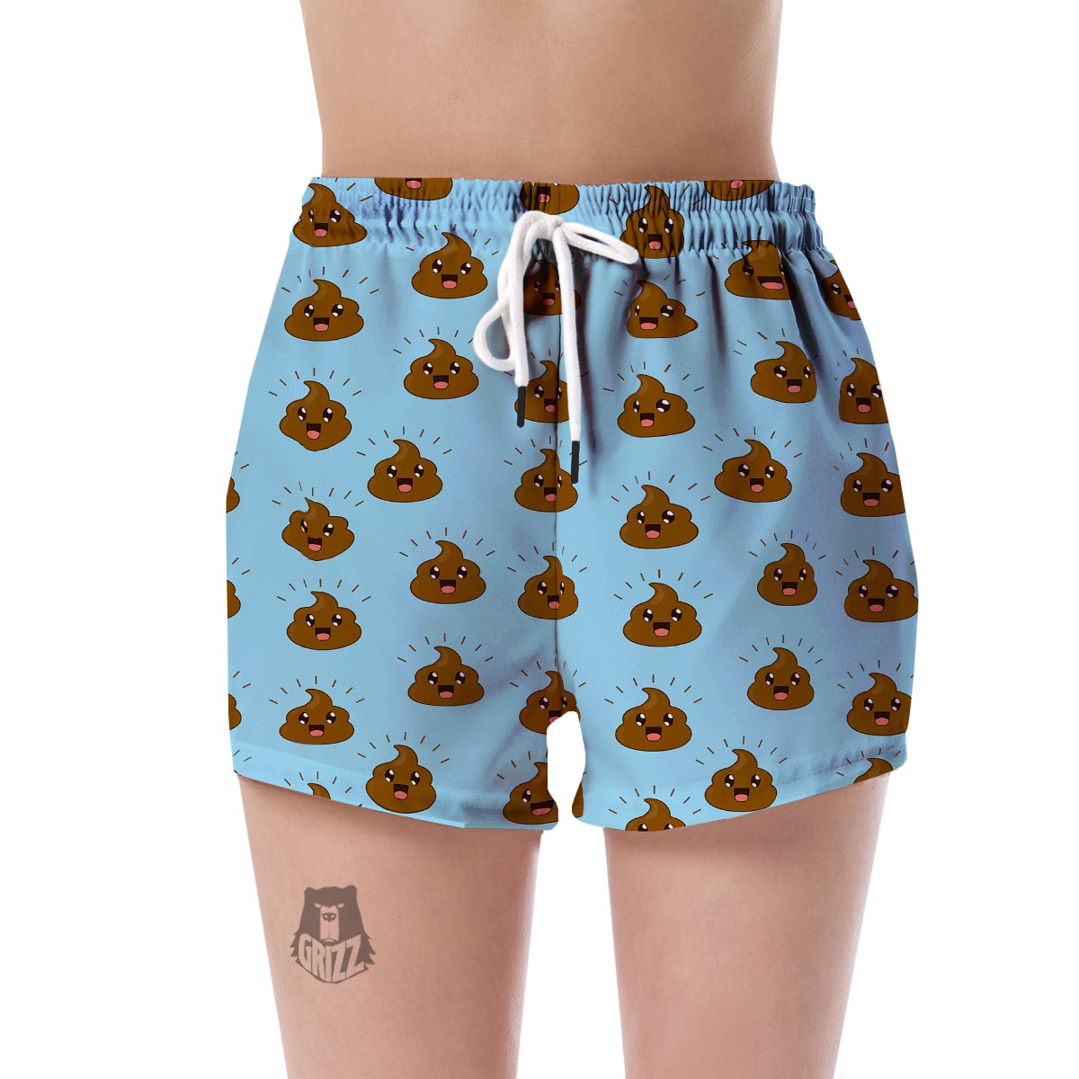 Poop Emoji Print Pattern Women's Shorts-grizzshop