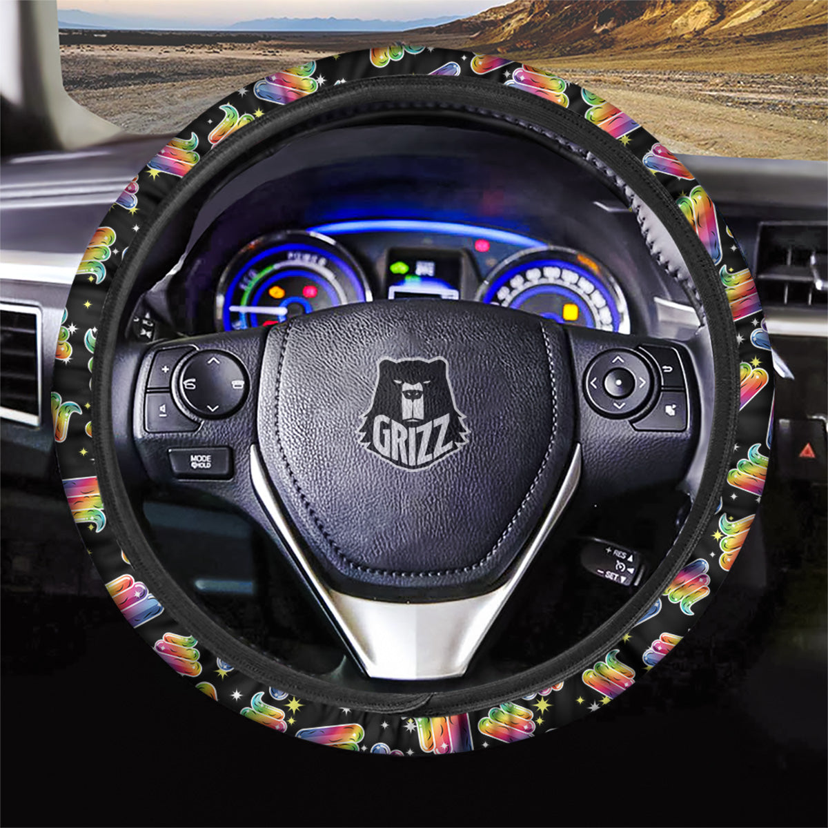 Poop Rainbow Cute Print Pattern Car Steering Wheel Cover-grizzshop