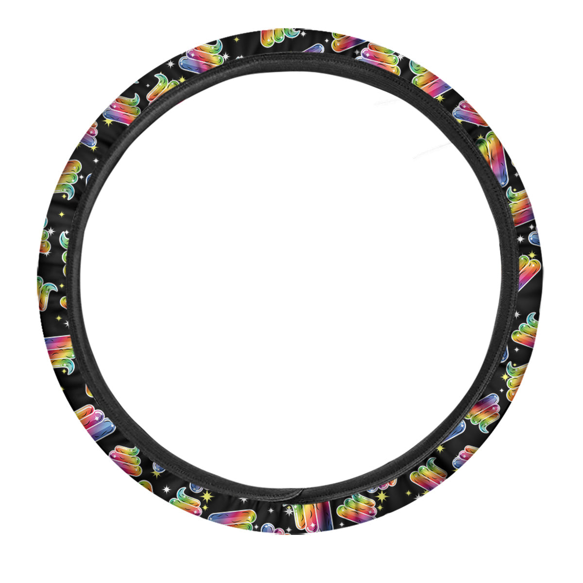 Poop Rainbow Cute Print Pattern Car Steering Wheel Cover-grizzshop