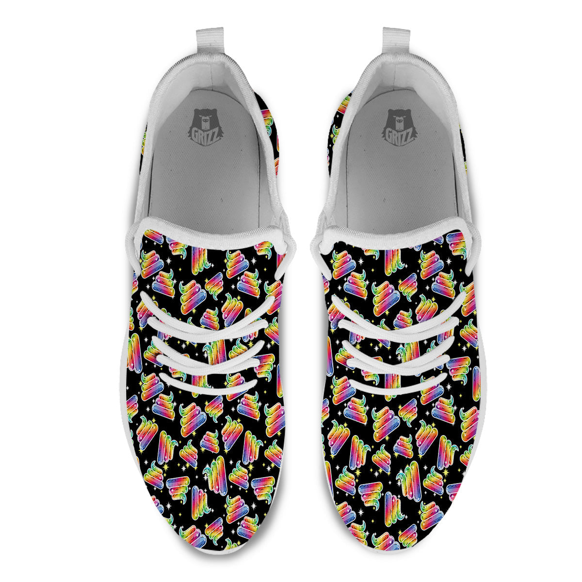 Poop Rainbow Cute Print Pattern White Athletic Shoes-grizzshop