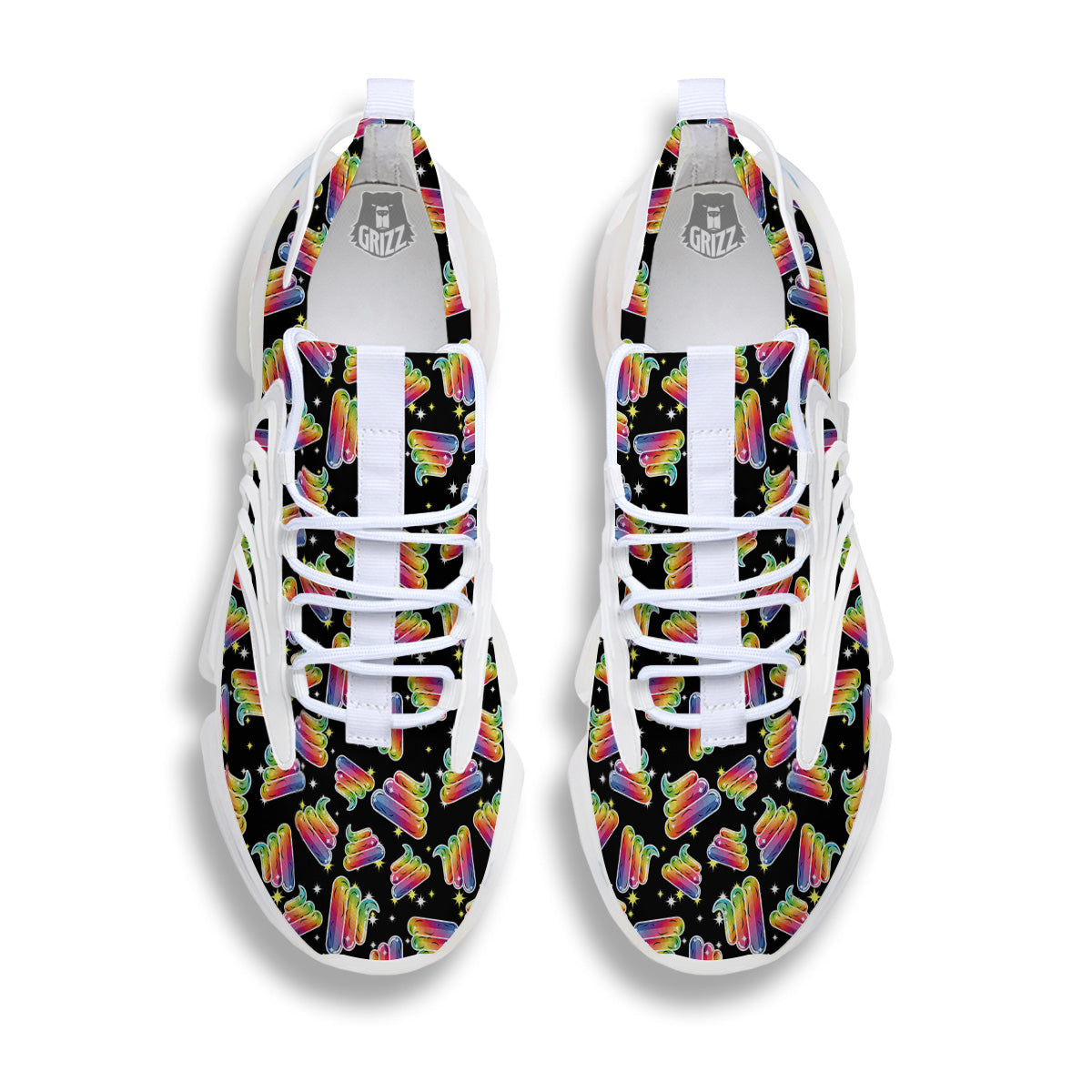 Poop Rainbow Cute Print Pattern White Gym Shoes-grizzshop