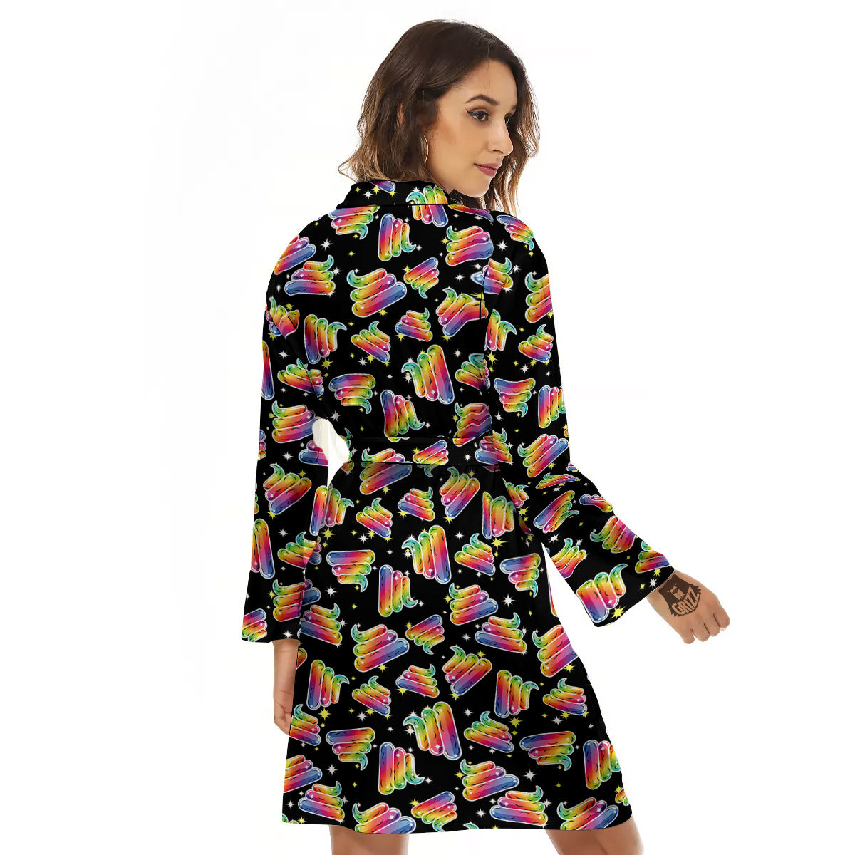 Poop Rainbow Cute Print Pattern Women's Robe-grizzshop