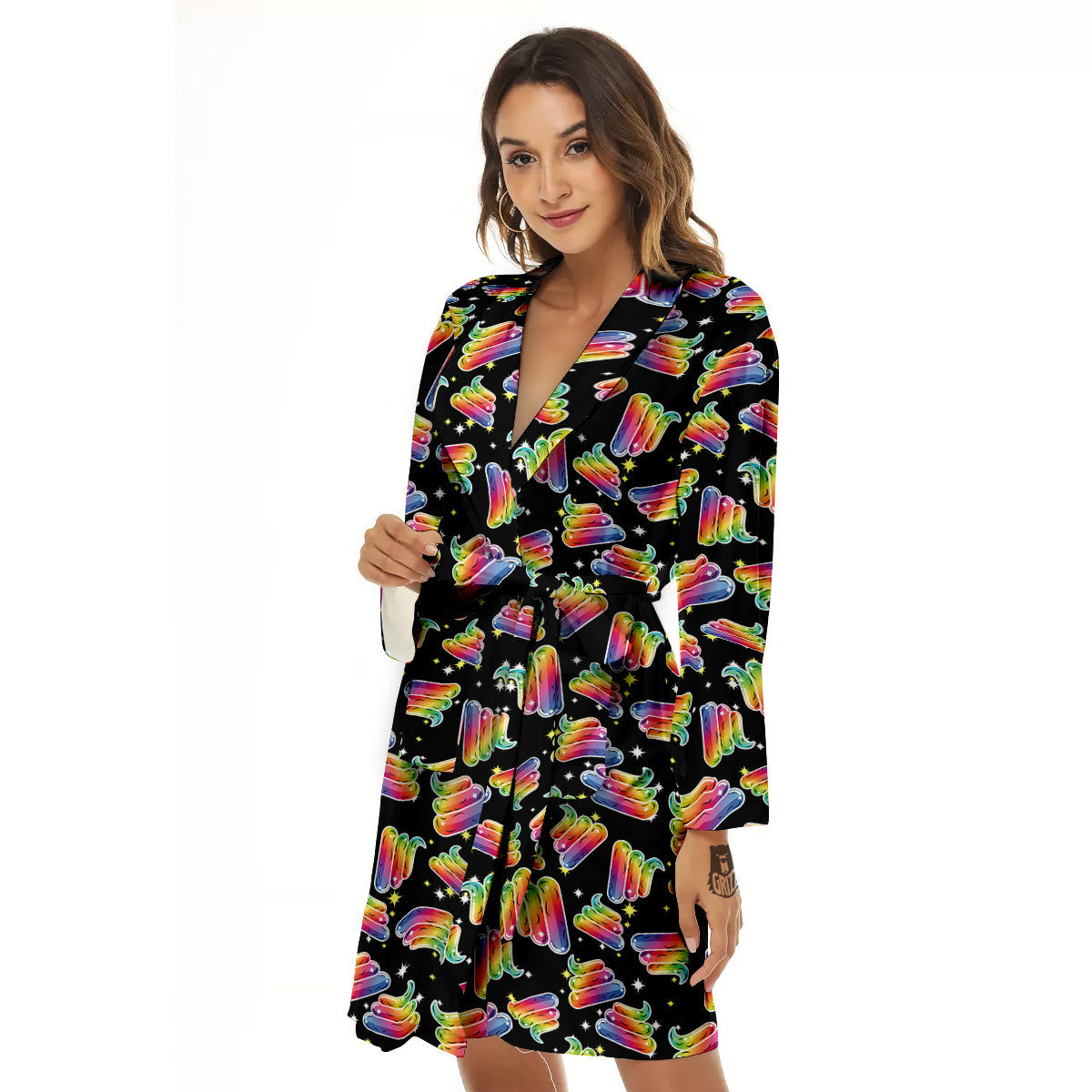 Poop Rainbow Cute Print Pattern Women's Robe-grizzshop