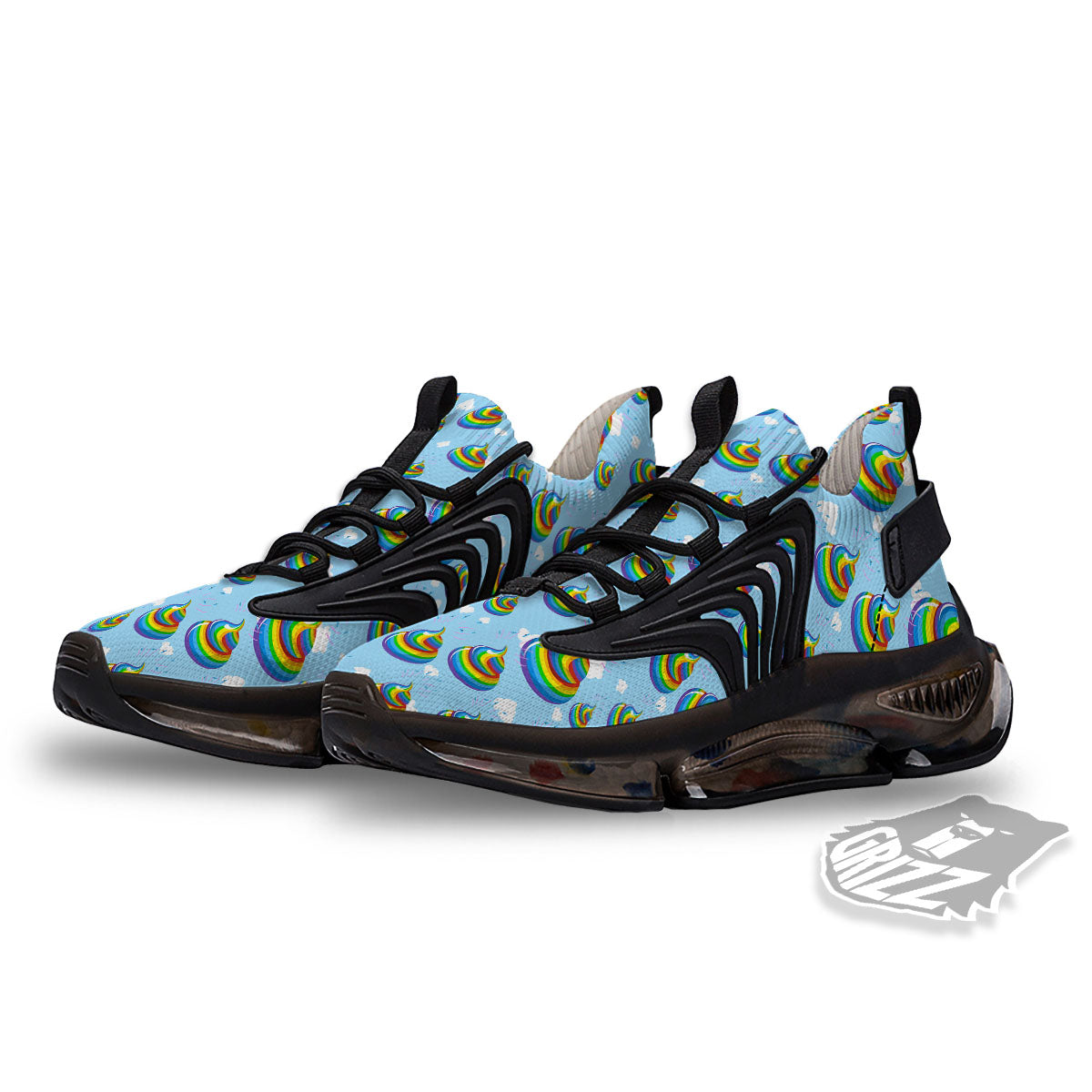 Poop Rainbow Print Pattern Black Gym Shoes-grizzshop