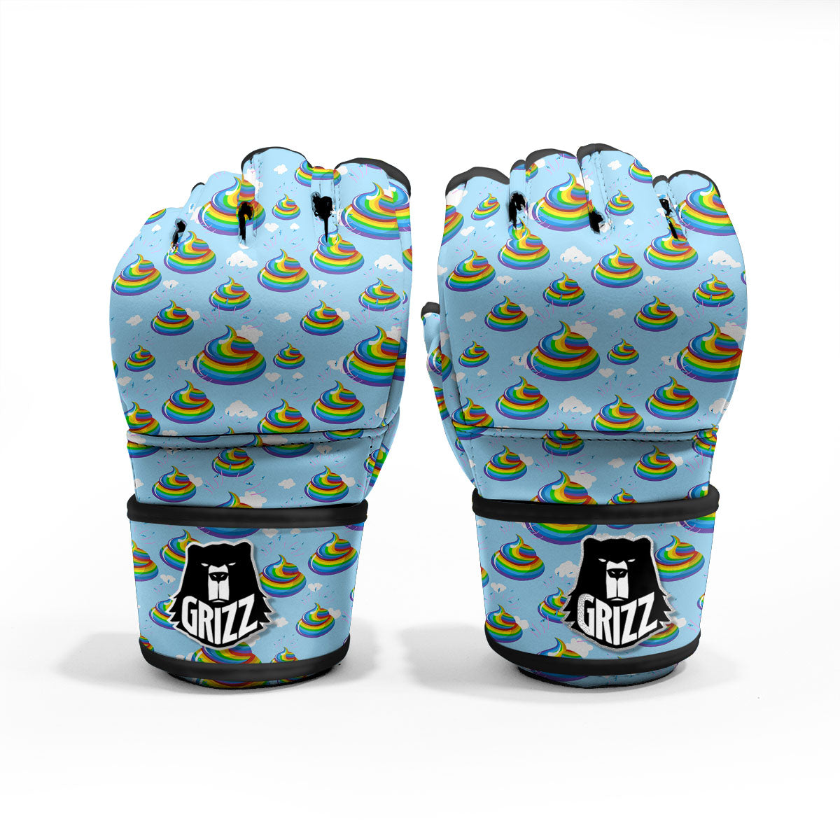 Poop Rainbow Print Pattern MMA Gloves-grizzshop