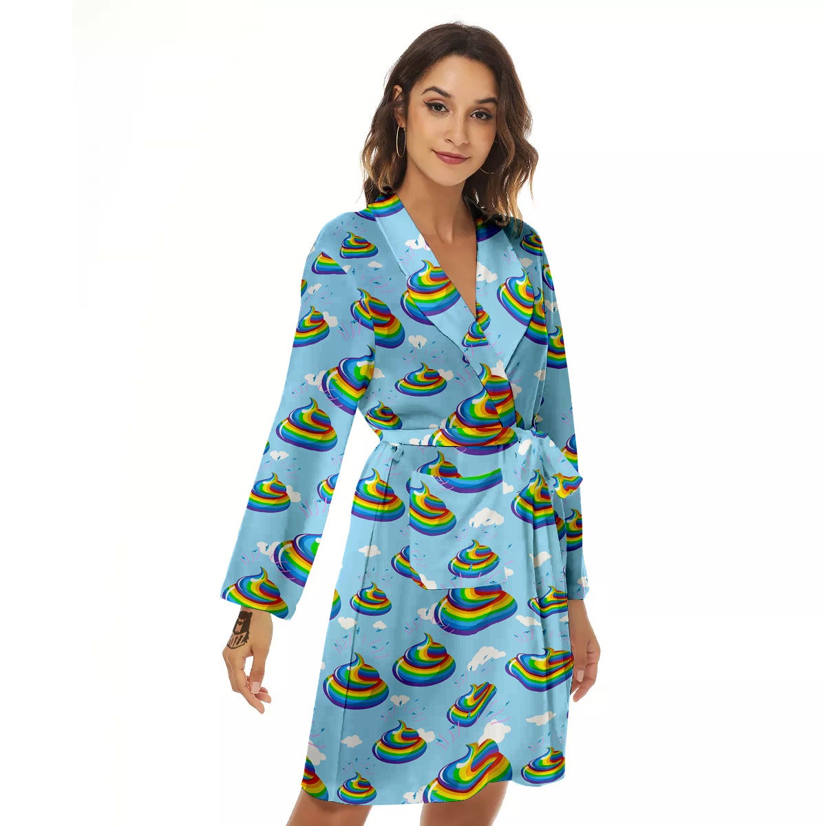 Poop Rainbow Print Pattern Women's Robe-grizzshop