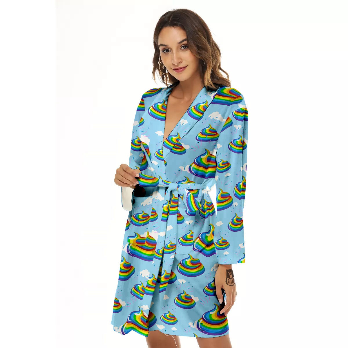 Poop Rainbow Print Pattern Women's Robe-grizzshop