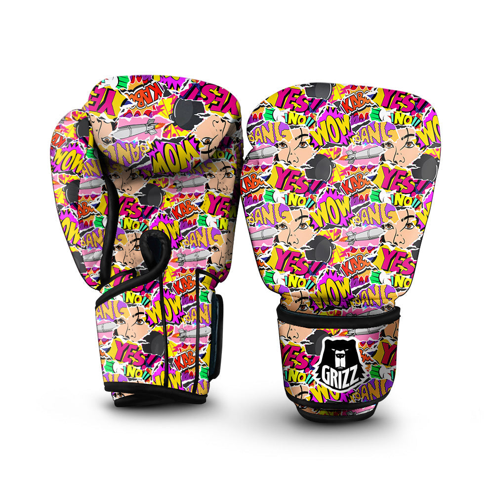Pop Art Comics Print Pattern Boxing Gloves-grizzshop
