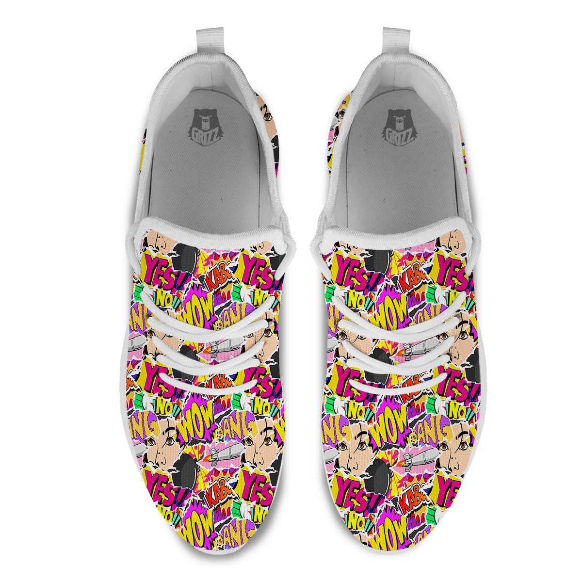 Pop Art Comics Print Pattern White Athletic Shoes-grizzshop