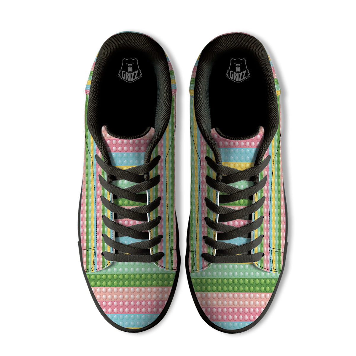 Pop It Pastel Color Print Pattern Black Low Top Sneakers-grizzshop