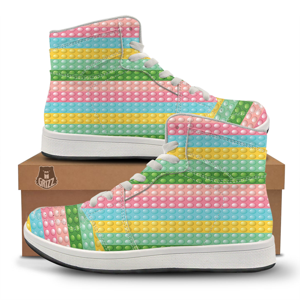 Pop It Pastel Color Print Pattern High Top Sneakers-grizzshop