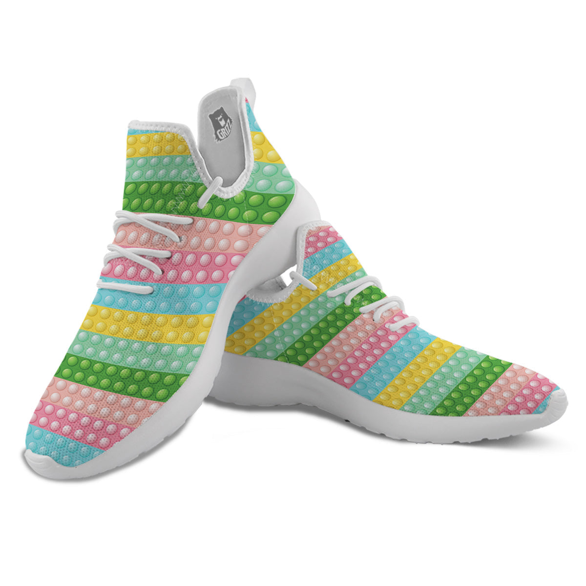 Pop It Pastel Color Print Pattern White Athletic Shoes-grizzshop