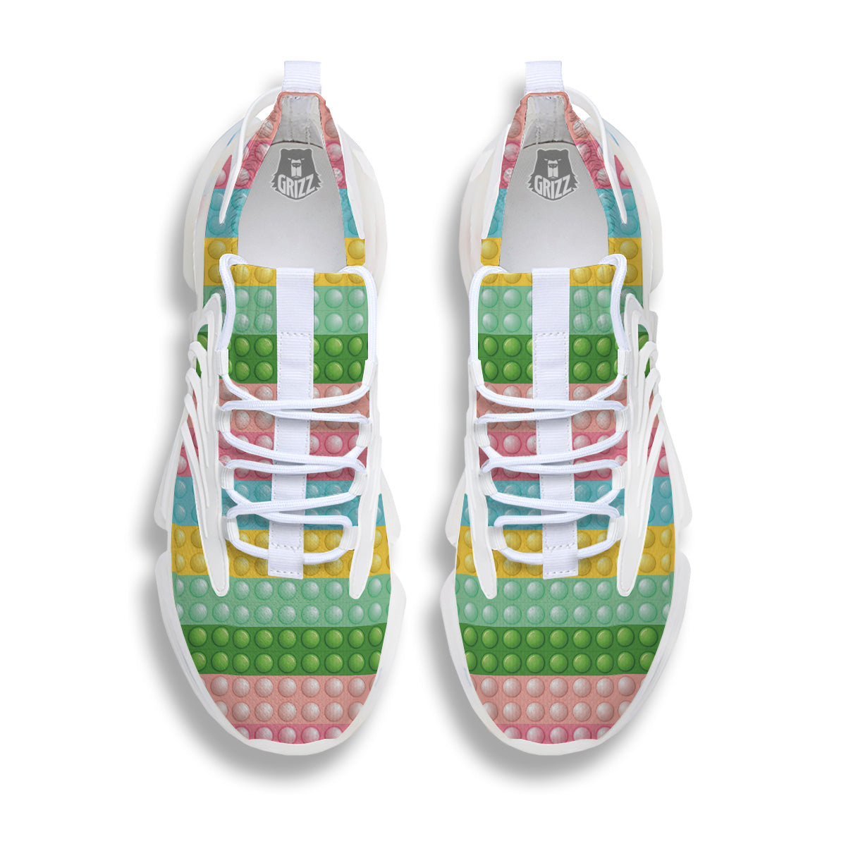 Pop It Pastel Color Print Pattern White Gym Shoes-grizzshop