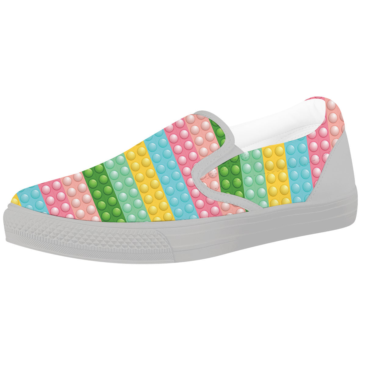 Pop It Pastel Color Print Pattern White Slip On Shoes-grizzshop