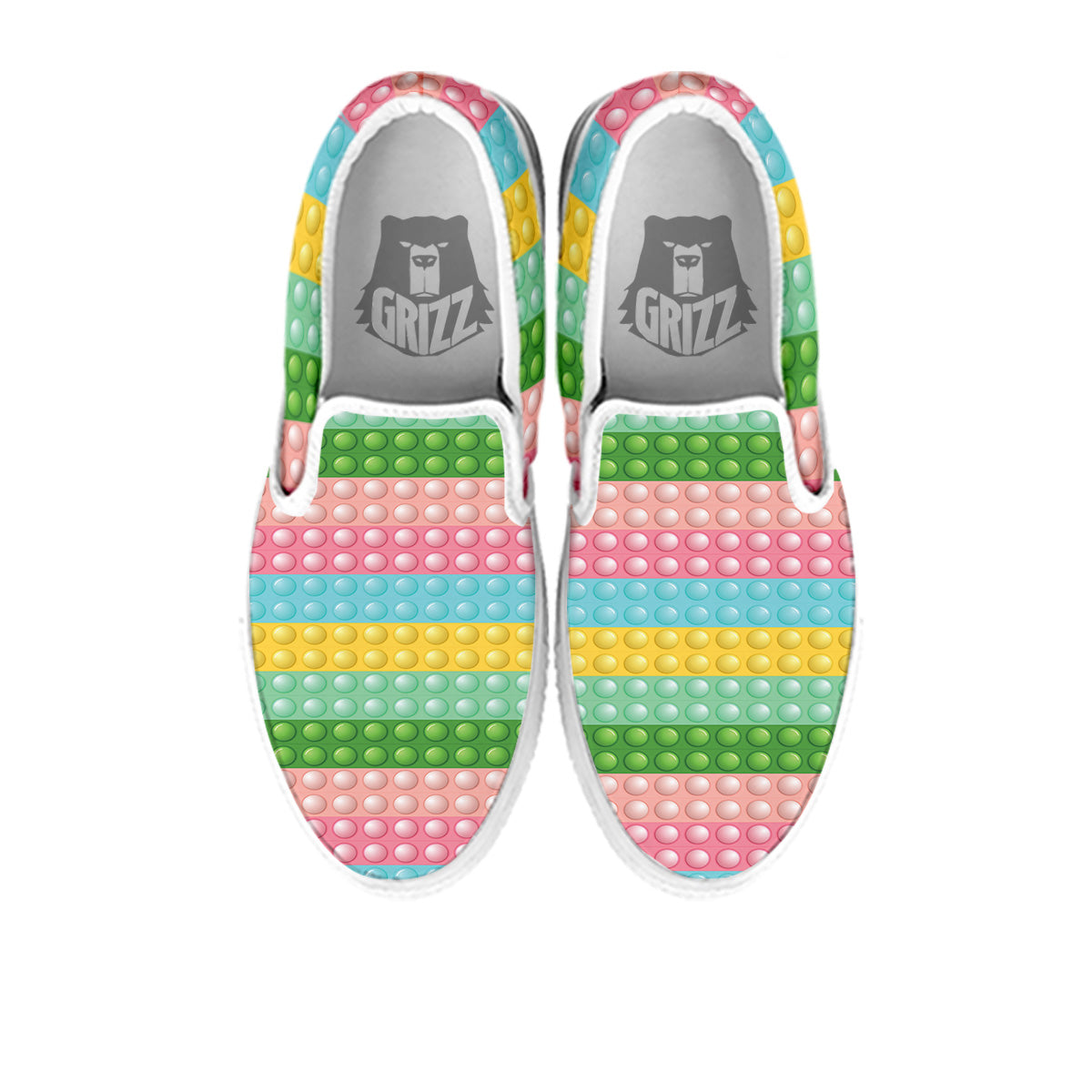 Pop It Pastel Color Print Pattern White Slip On Shoes-grizzshop