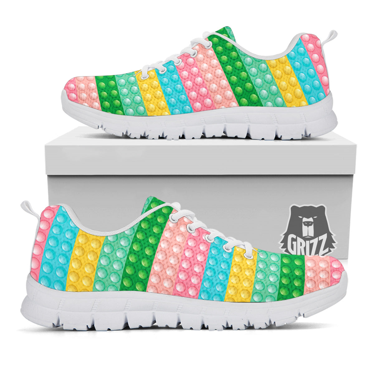 Pop It Pastel Color Print Pattern White Sneaker-grizzshop