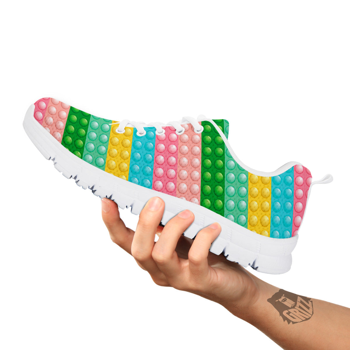Pop It Pastel Color Print Pattern White Sneaker-grizzshop