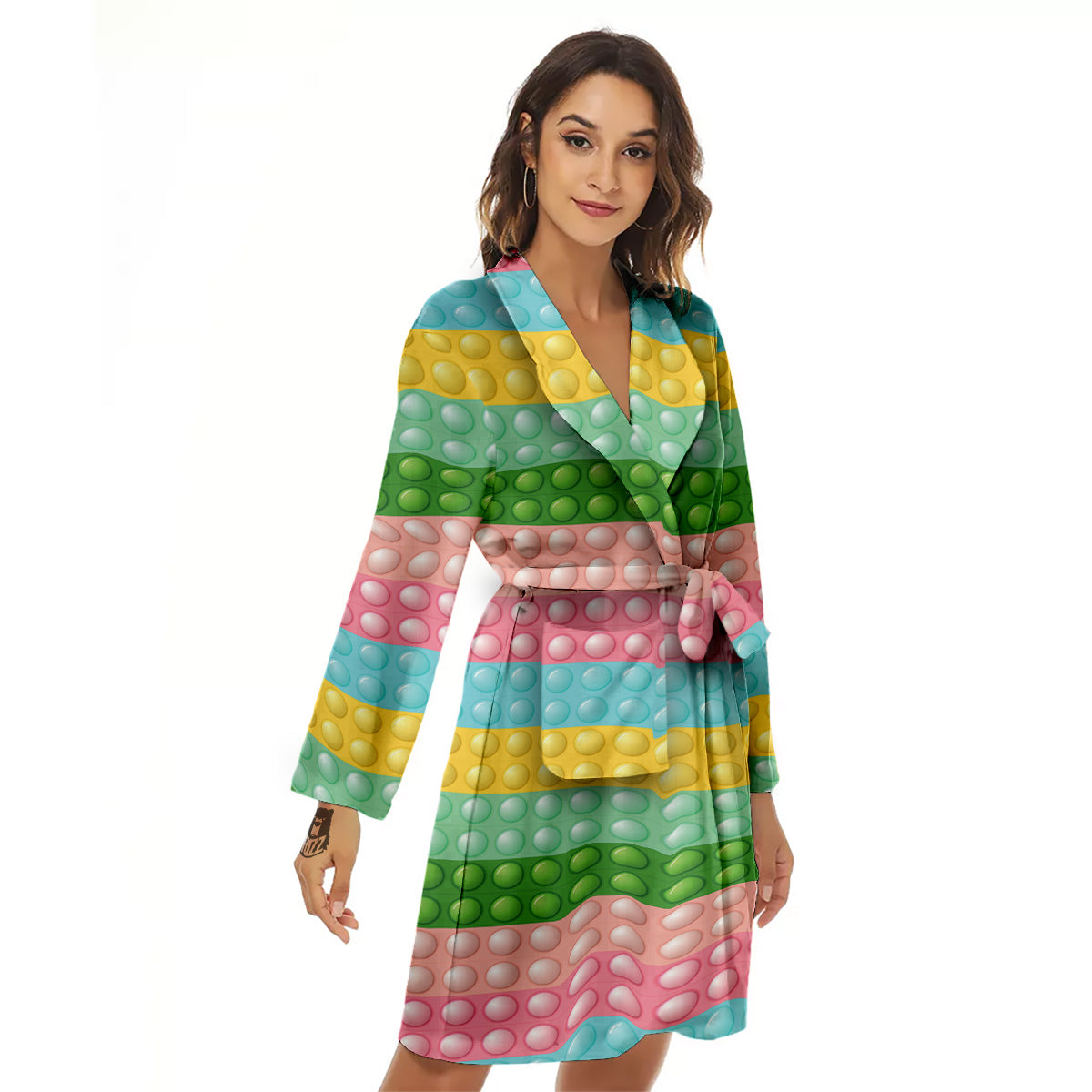 Pop It Pastel Color Print Pattern Women's Robe-grizzshop