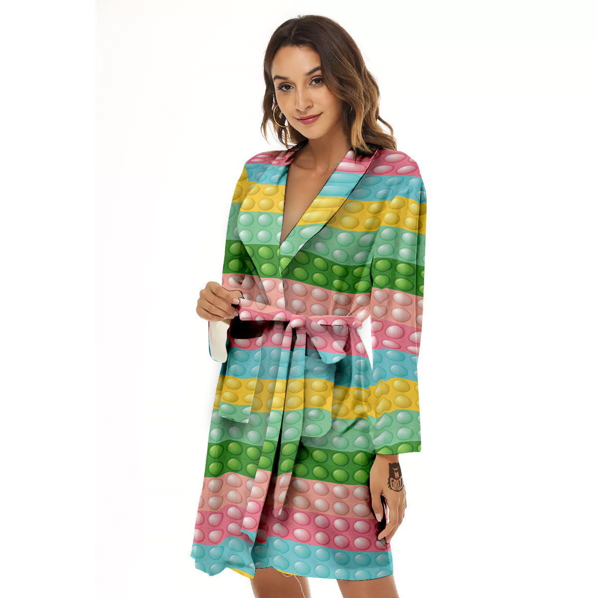 Pop It Pastel Color Print Pattern Women's Robe-grizzshop