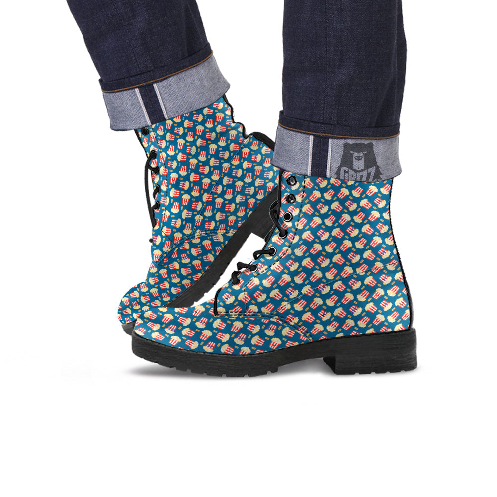 Popcorn Box Cute Print Pattern Leather Boots-grizzshop