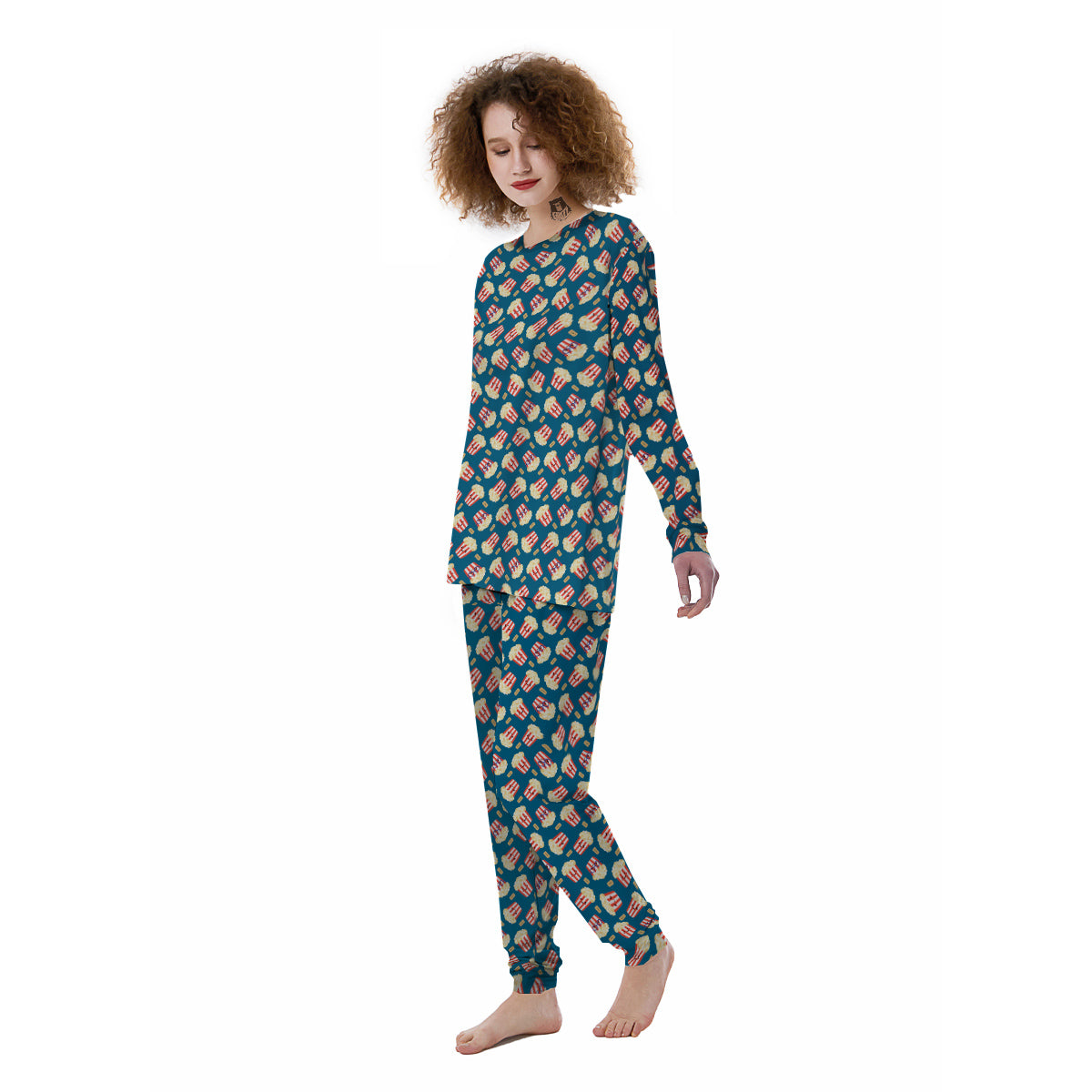 Popcorn Box Cute Print Pattern Women's Pajamas-grizzshop
