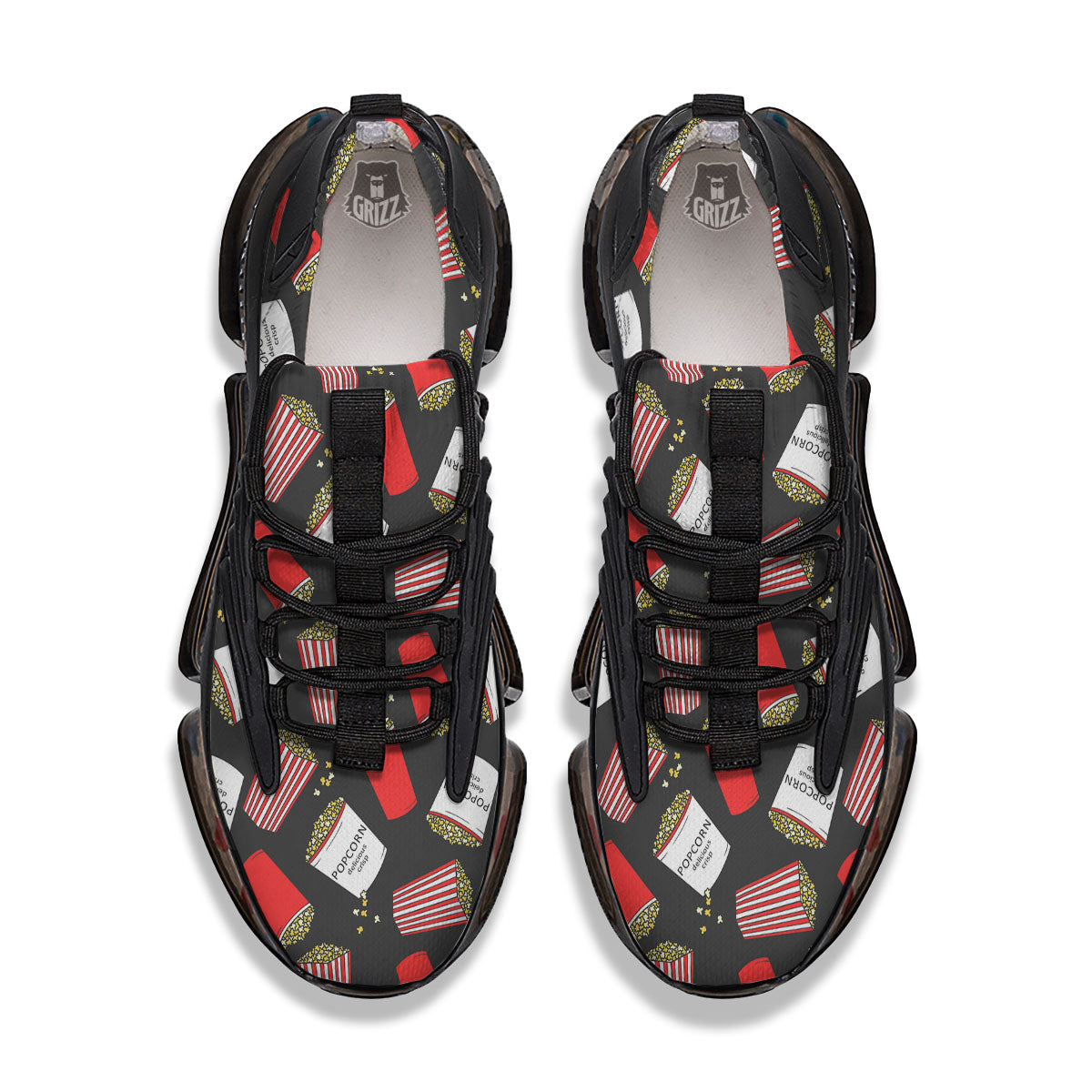 Popcorn Box Print Pattern Black Gym Shoes-grizzshop