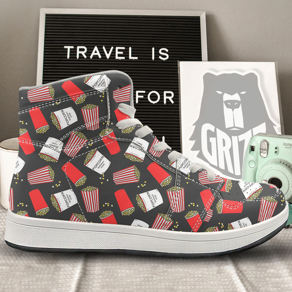 Popcorn Box Print Pattern High Top Sneakers-grizzshop