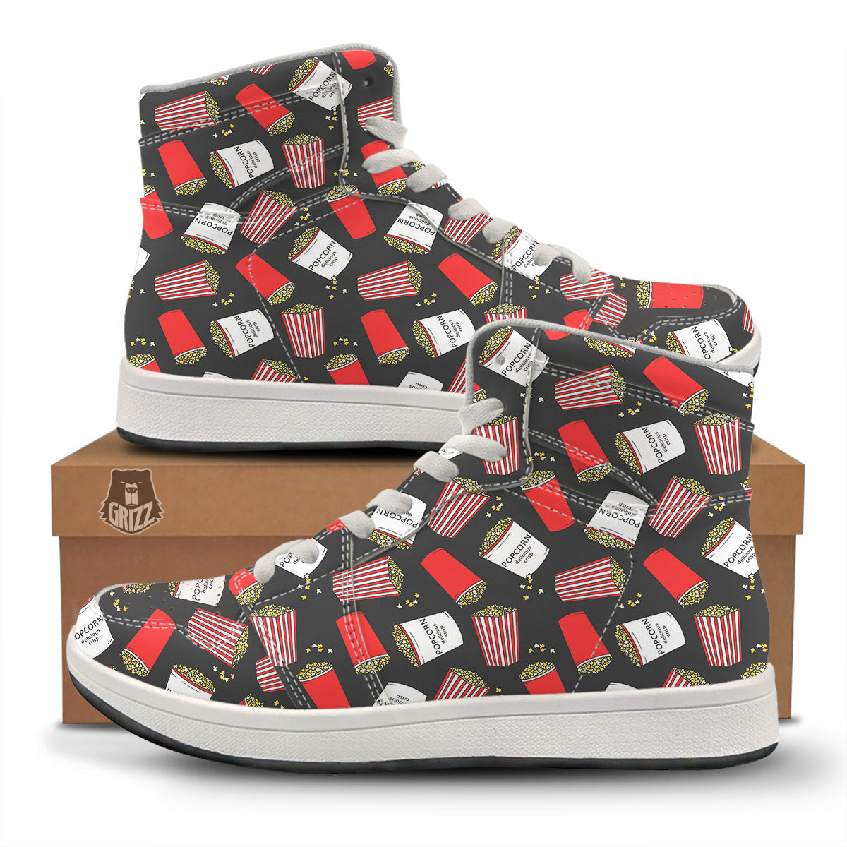Popcorn Box Print Pattern High Top Sneakers-grizzshop