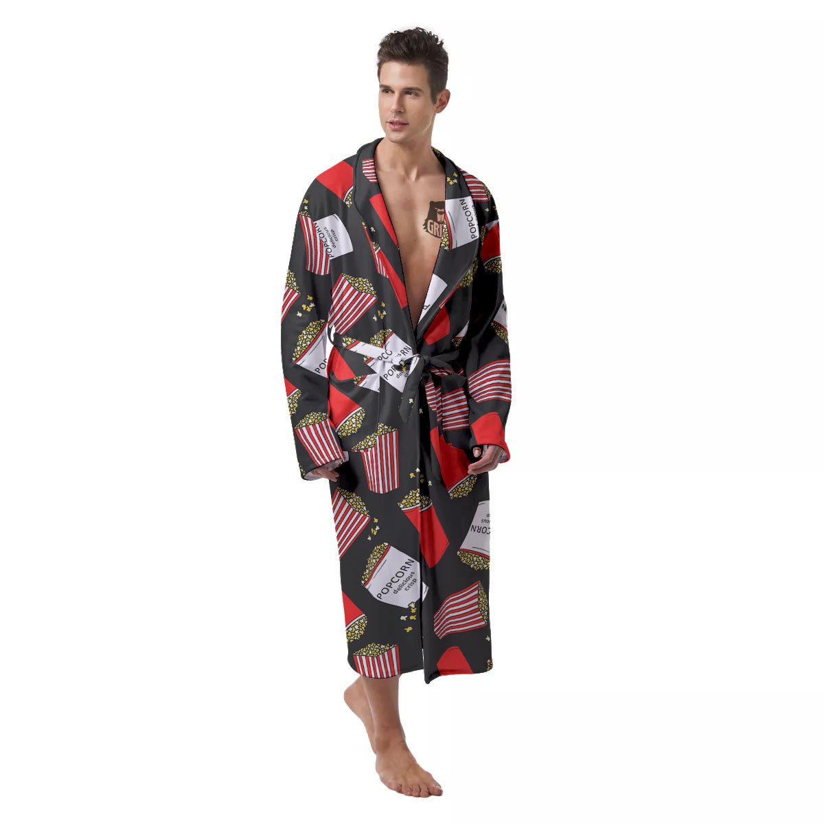 Popcorn Box Print Pattern Men's Robe-grizzshop