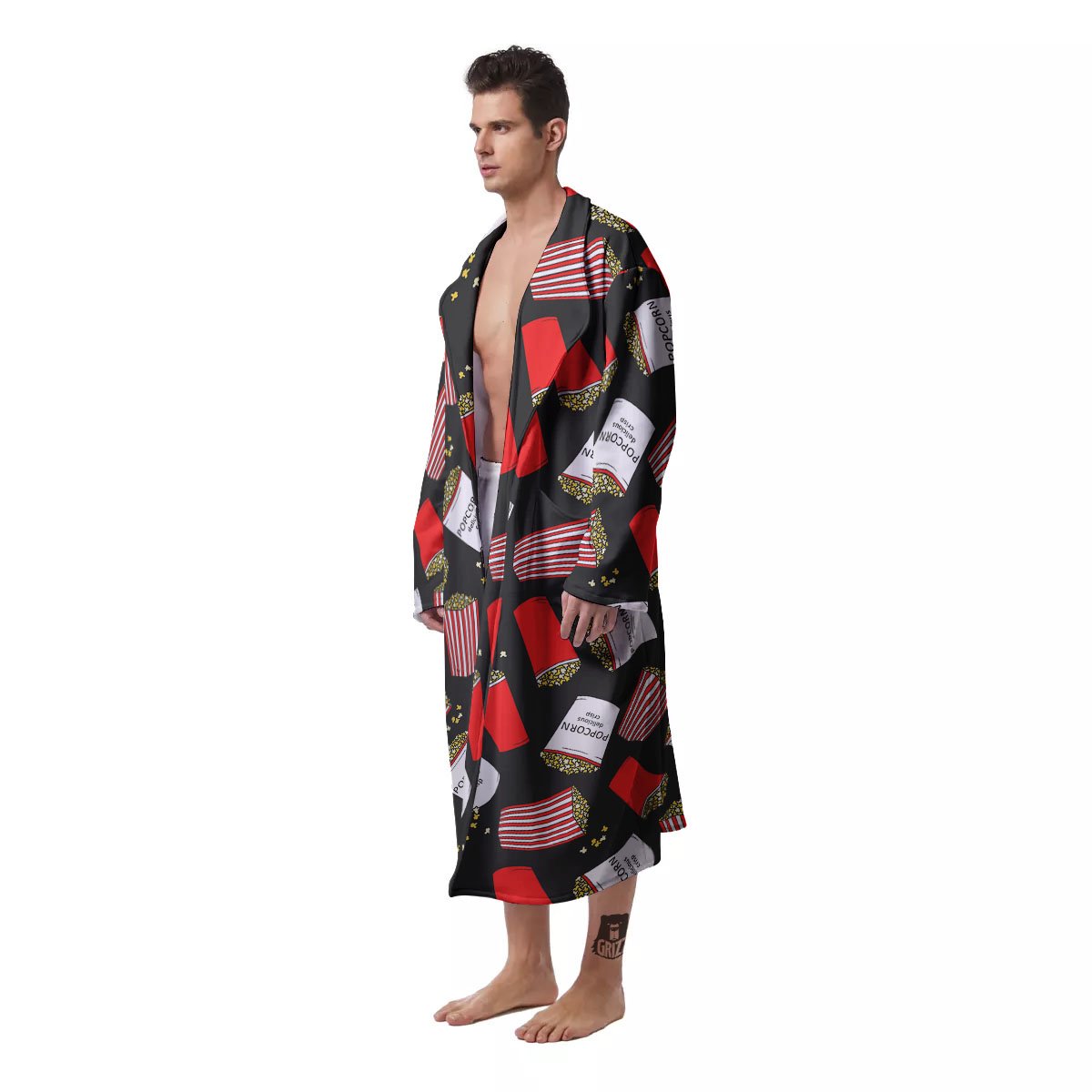 Popcorn Box Print Pattern Men's Robe-grizzshop