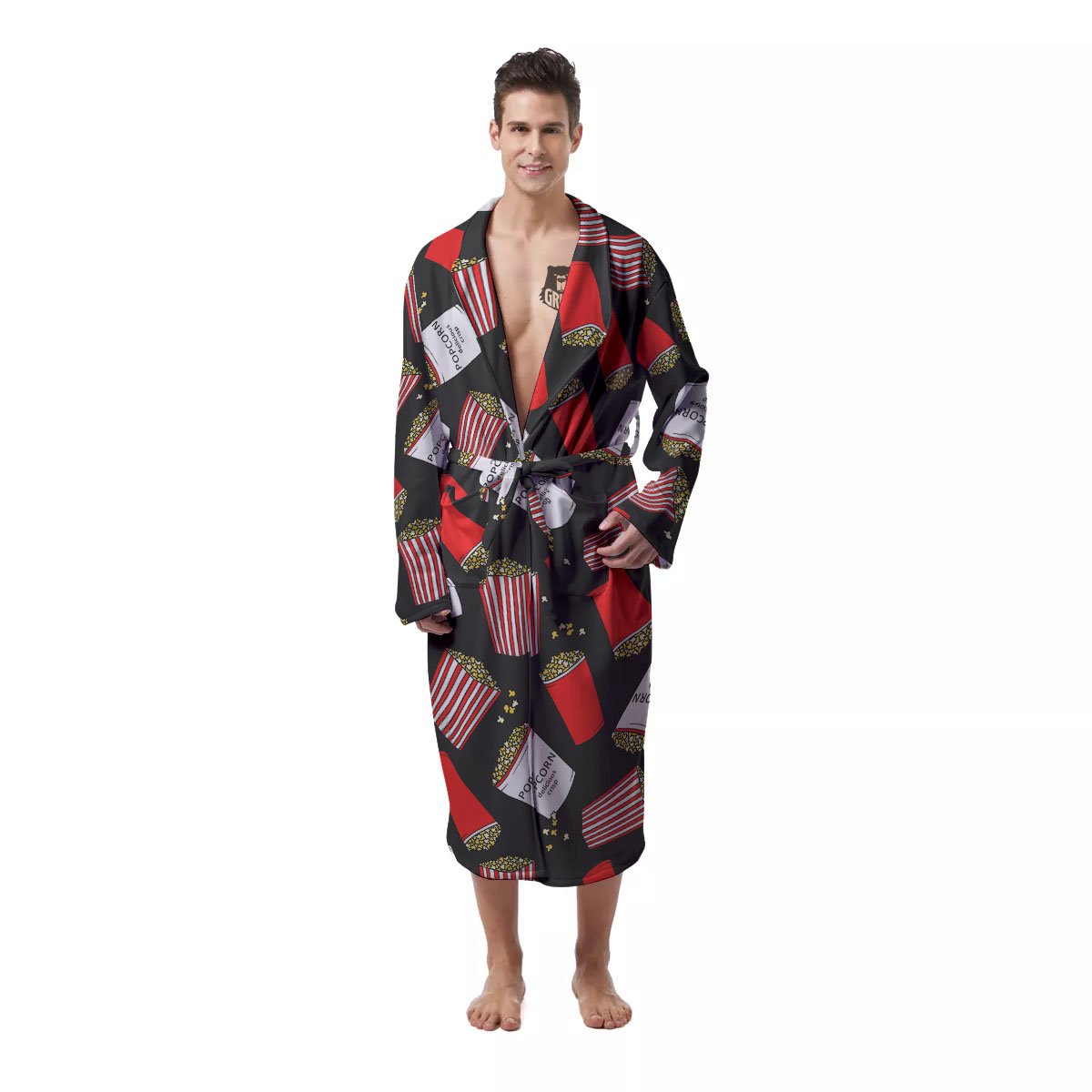 Popcorn Box Print Pattern Men's Robe-grizzshop