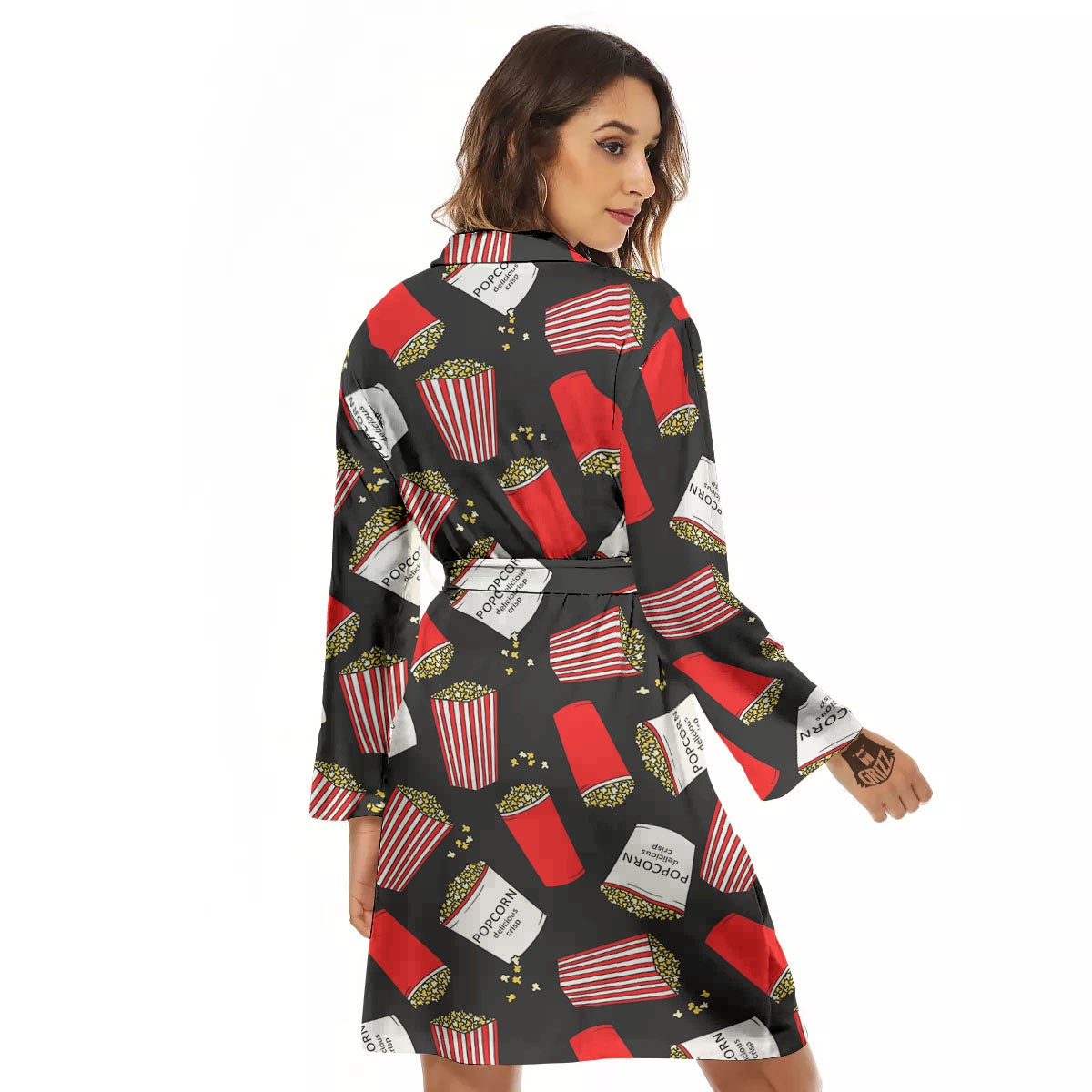 Popcorn Box Print Pattern Women's Robe-grizzshop