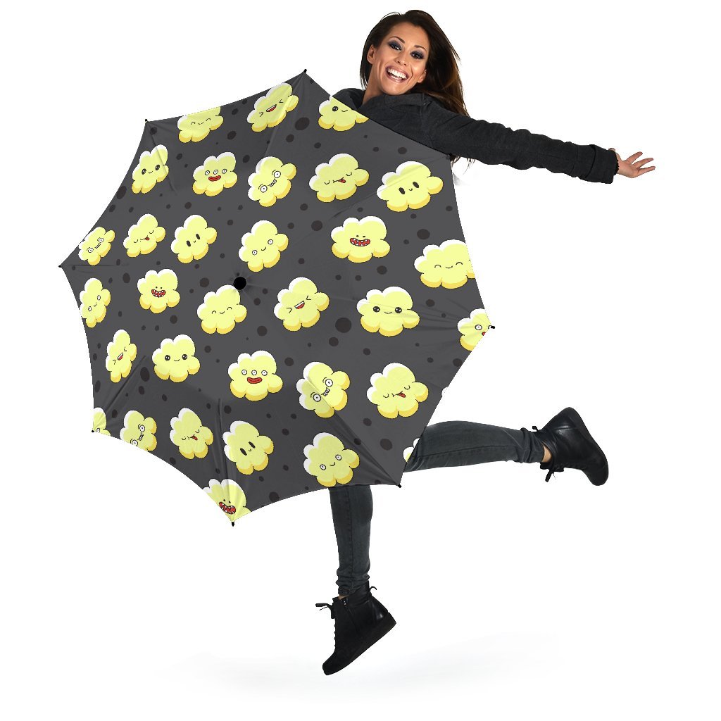 Popcorn Cartoon Pattern Print Automatic Foldable Umbrella-grizzshop