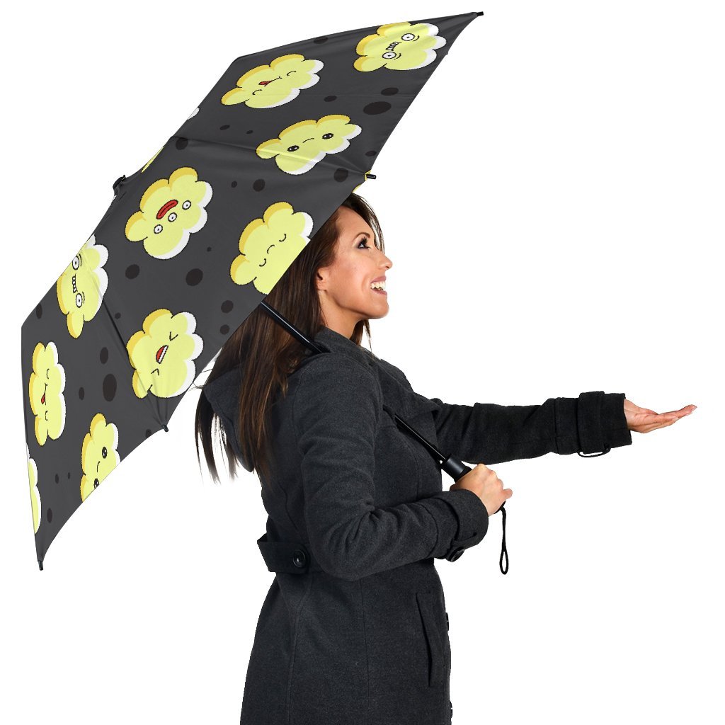 Popcorn Cartoon Pattern Print Automatic Foldable Umbrella-grizzshop