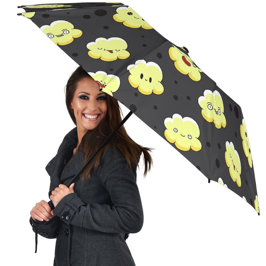 Popcorn Cartoon Pattern Print Automatic Foldable Umbrella-grizzshop