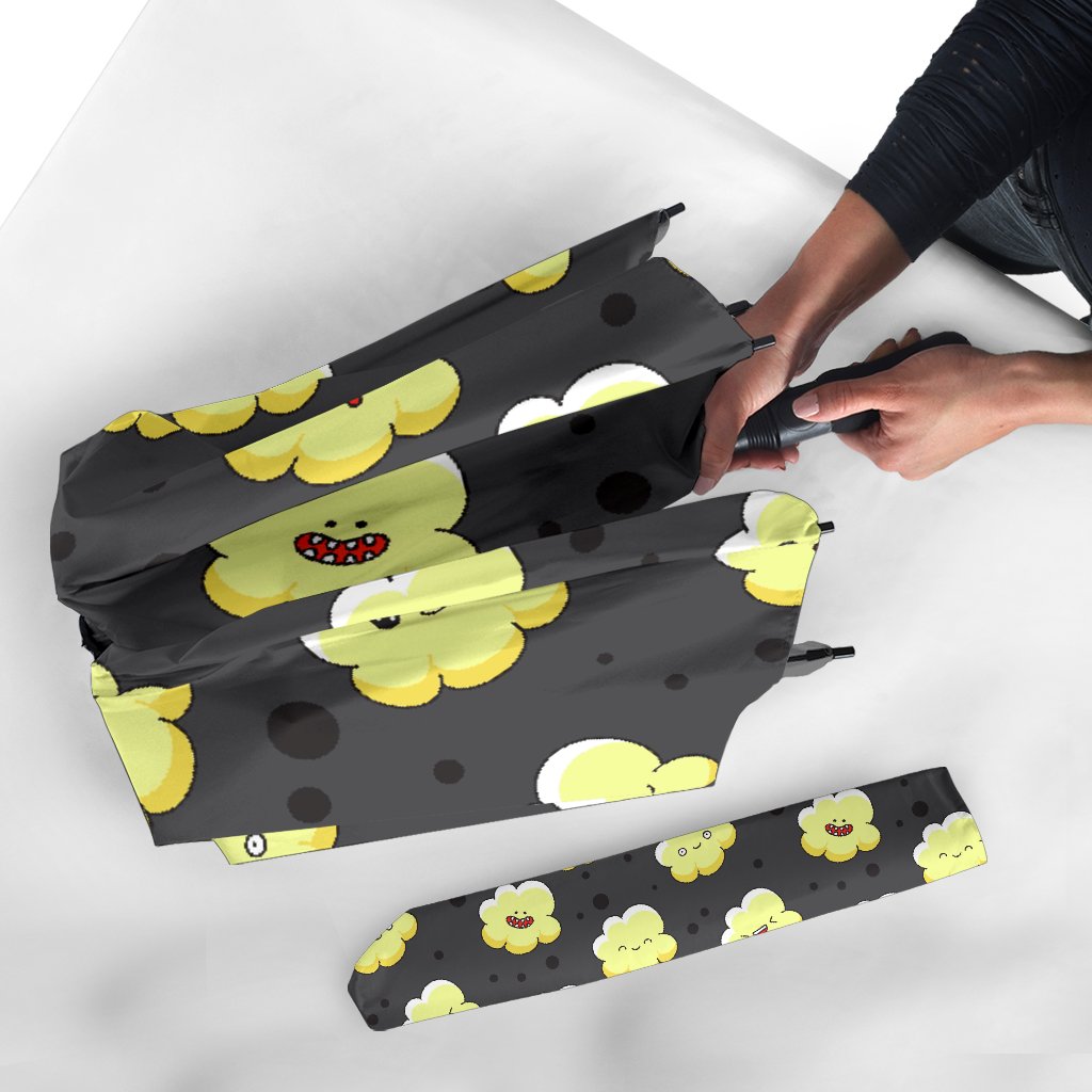 Popcorn Cartoon Pattern Print Automatic Foldable Umbrella-grizzshop