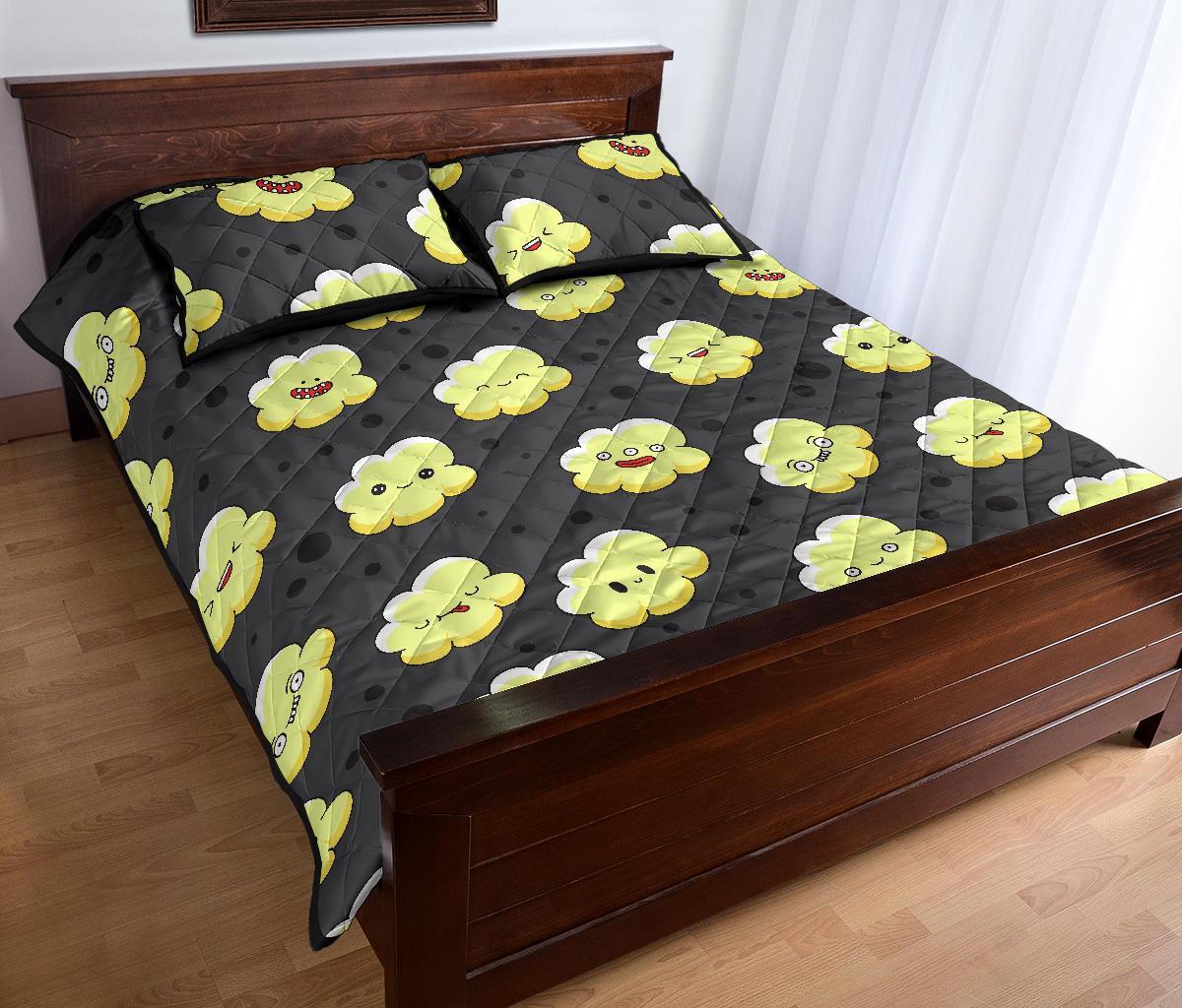 Popcorn Cartoon Pattern Print Bed Set Quilt-grizzshop