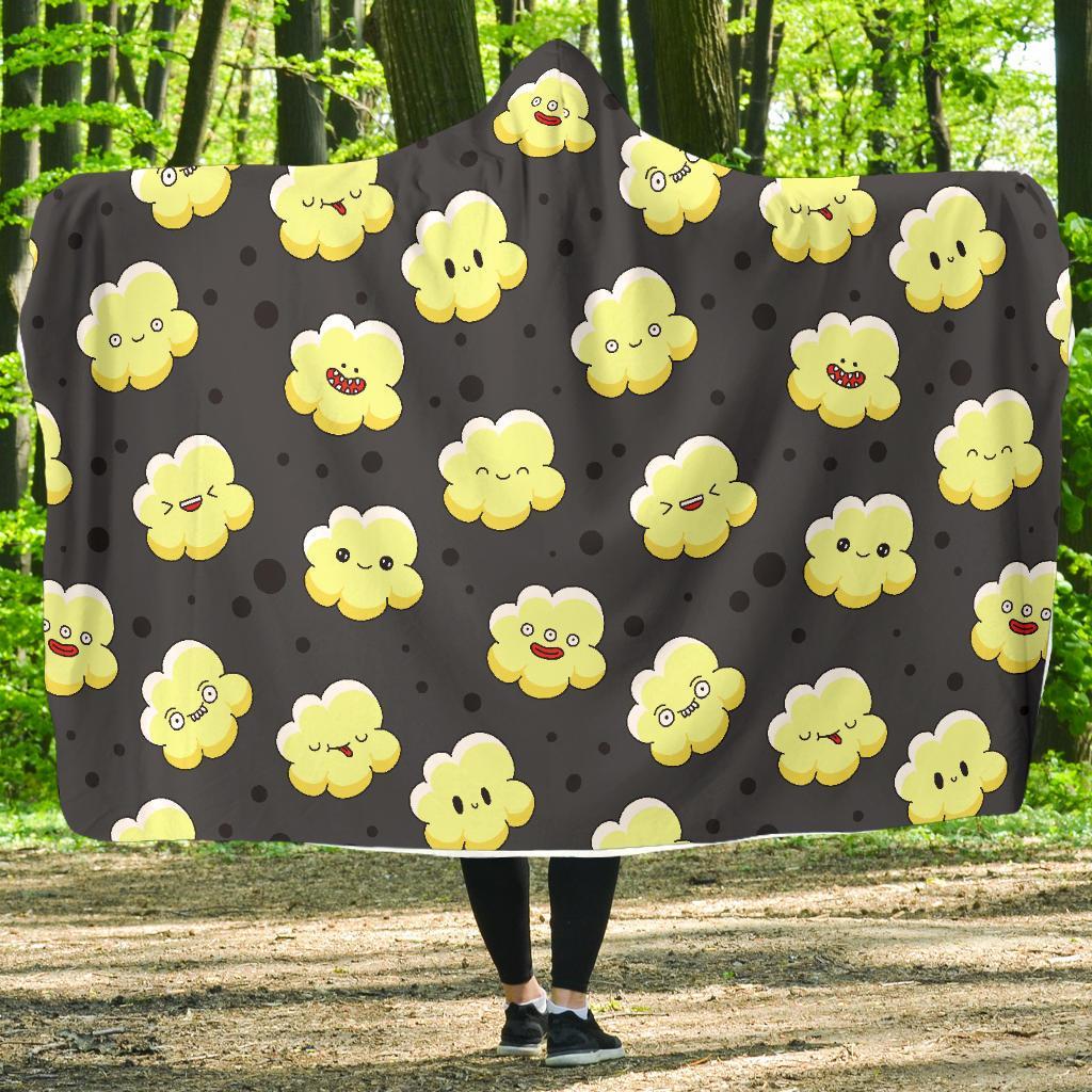 Popcorn Cartoon Pattern Print Hooded Blanket-grizzshop