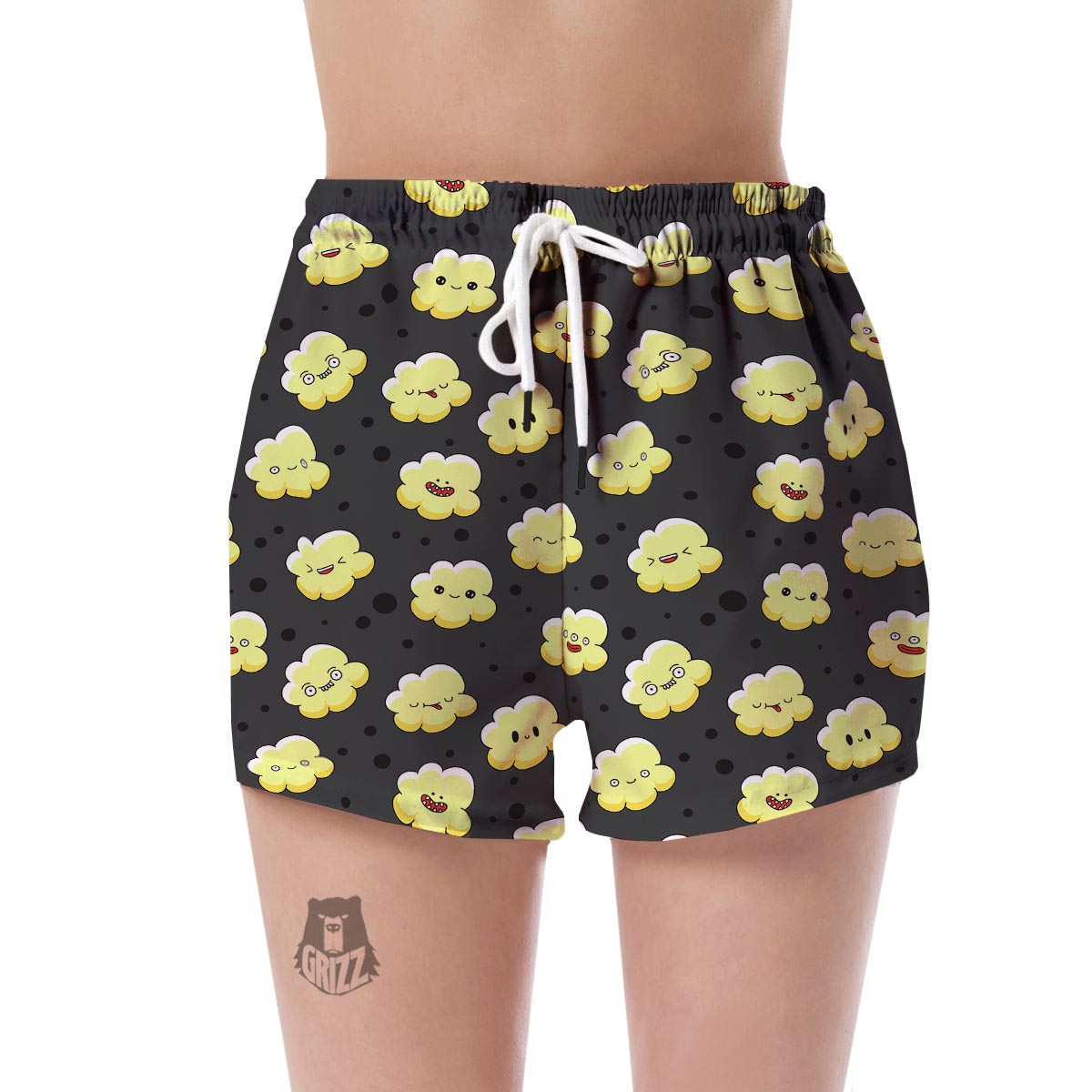 Popcorn Cartoon Pattern Print Women's Shorts-grizzshop