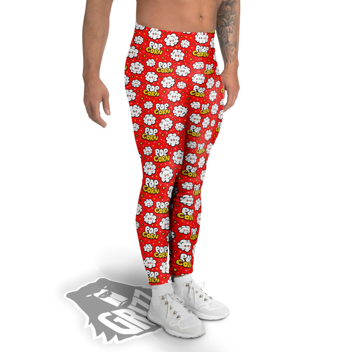 Popcorn Cute Print Pattern Men's Leggings-grizzshop