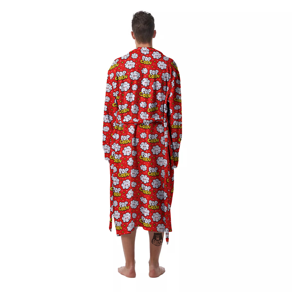 Popcorn Cute Print Pattern Men's Robe-grizzshop