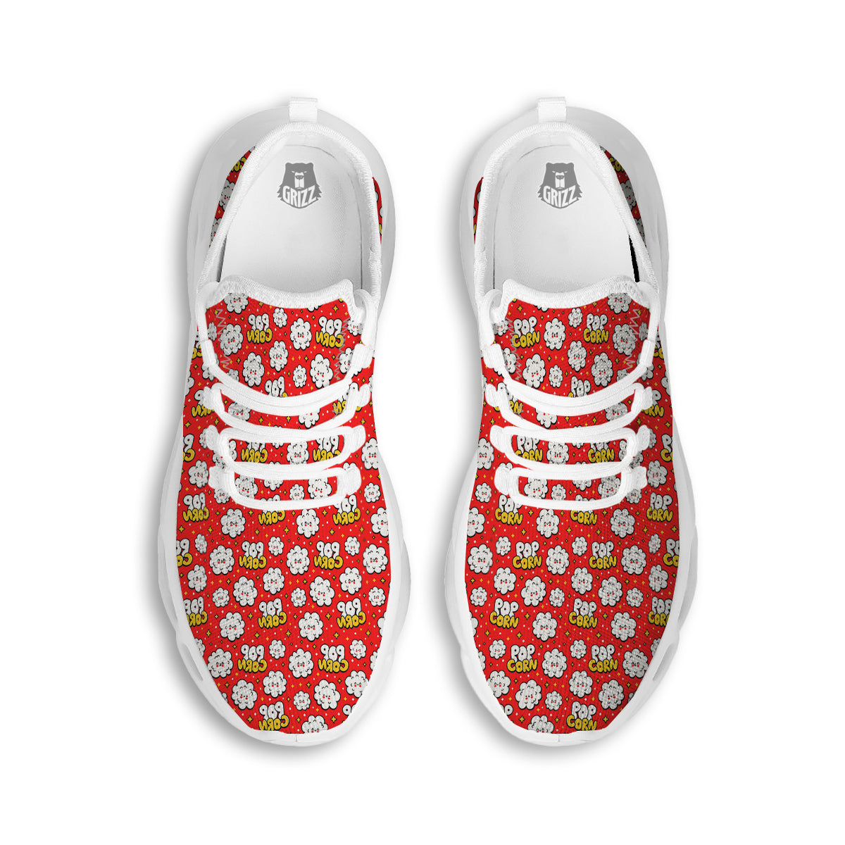 Popcorn Cute Print Pattern White Running Shoes-grizzshop