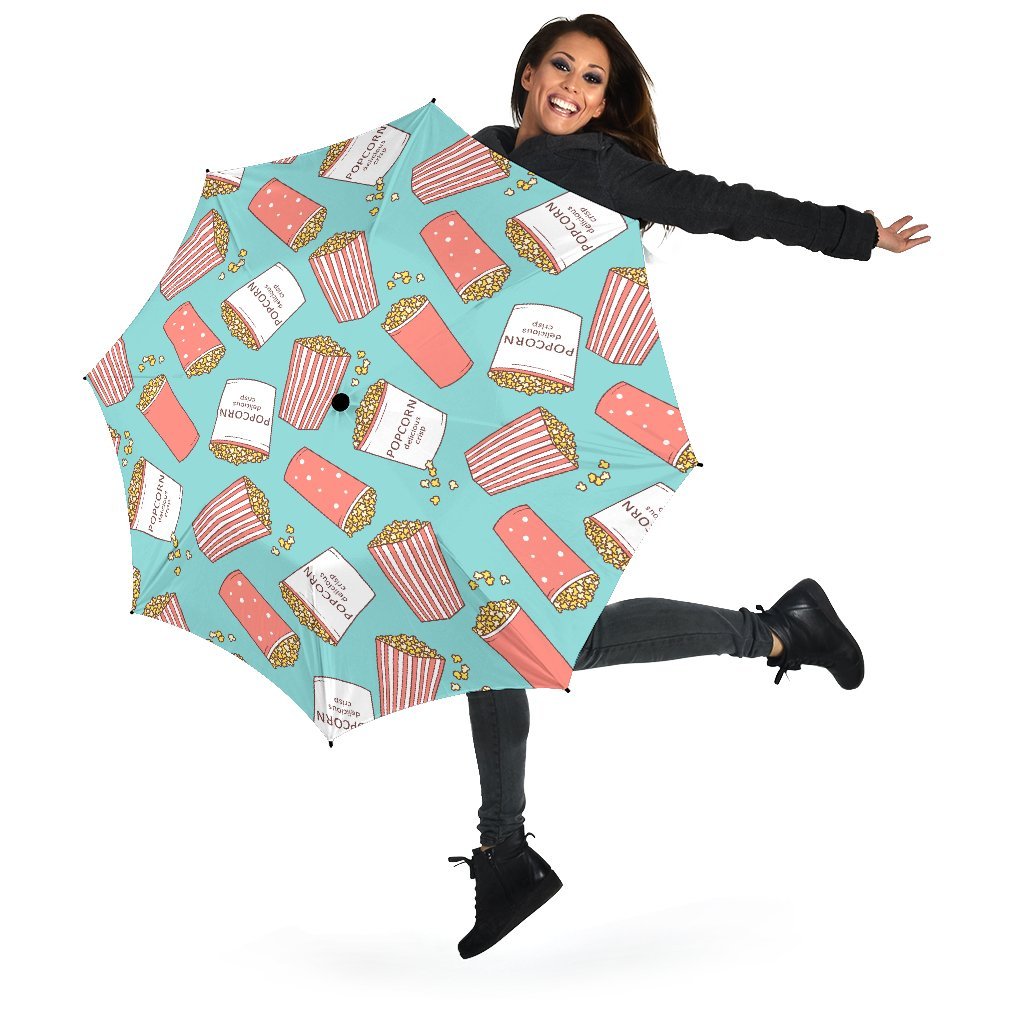 Popcorn Pastel Pattern Print Automatic Foldable Umbrella-grizzshop